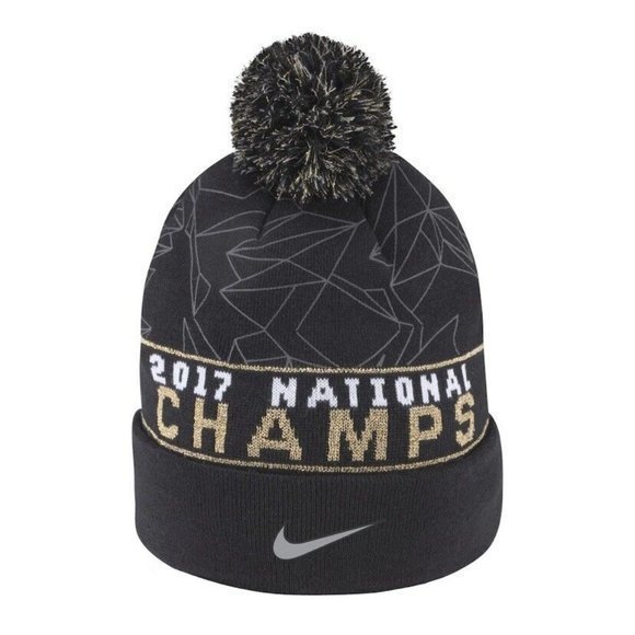 Nike Alabama Crimson Tide Cuffed Pom Knit Beanie‎ Hat Black NCAA - Picture 2 of 3